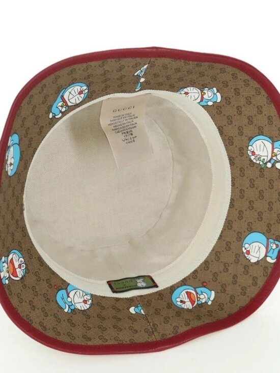 GUCCI x Doraemon Micro GG Supreme Doraemon Bucket Hat Brown Auth 166970SM